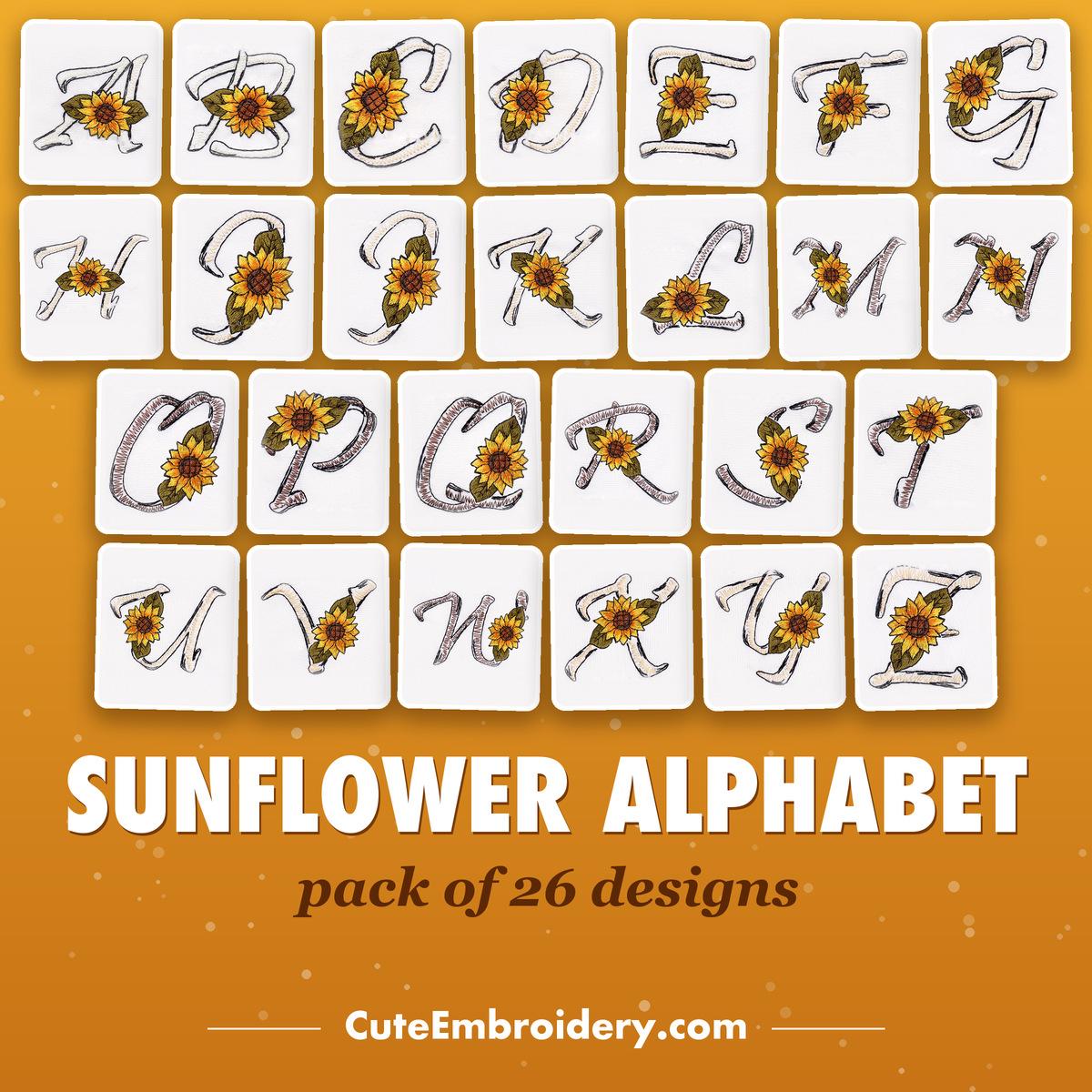 SUNFLOWER ALPHABET / pack of 26 designs